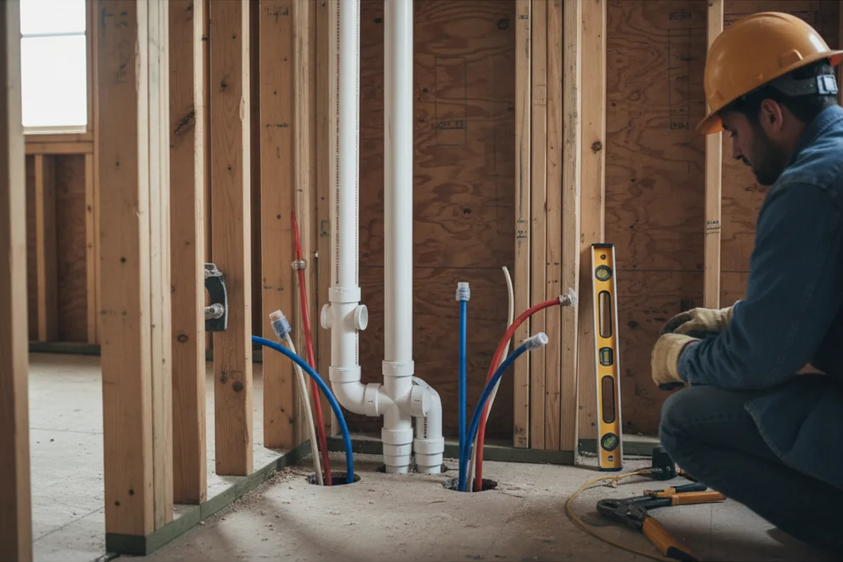 Drain and supply rough-in during Garbage Disposal Repair in Colchester