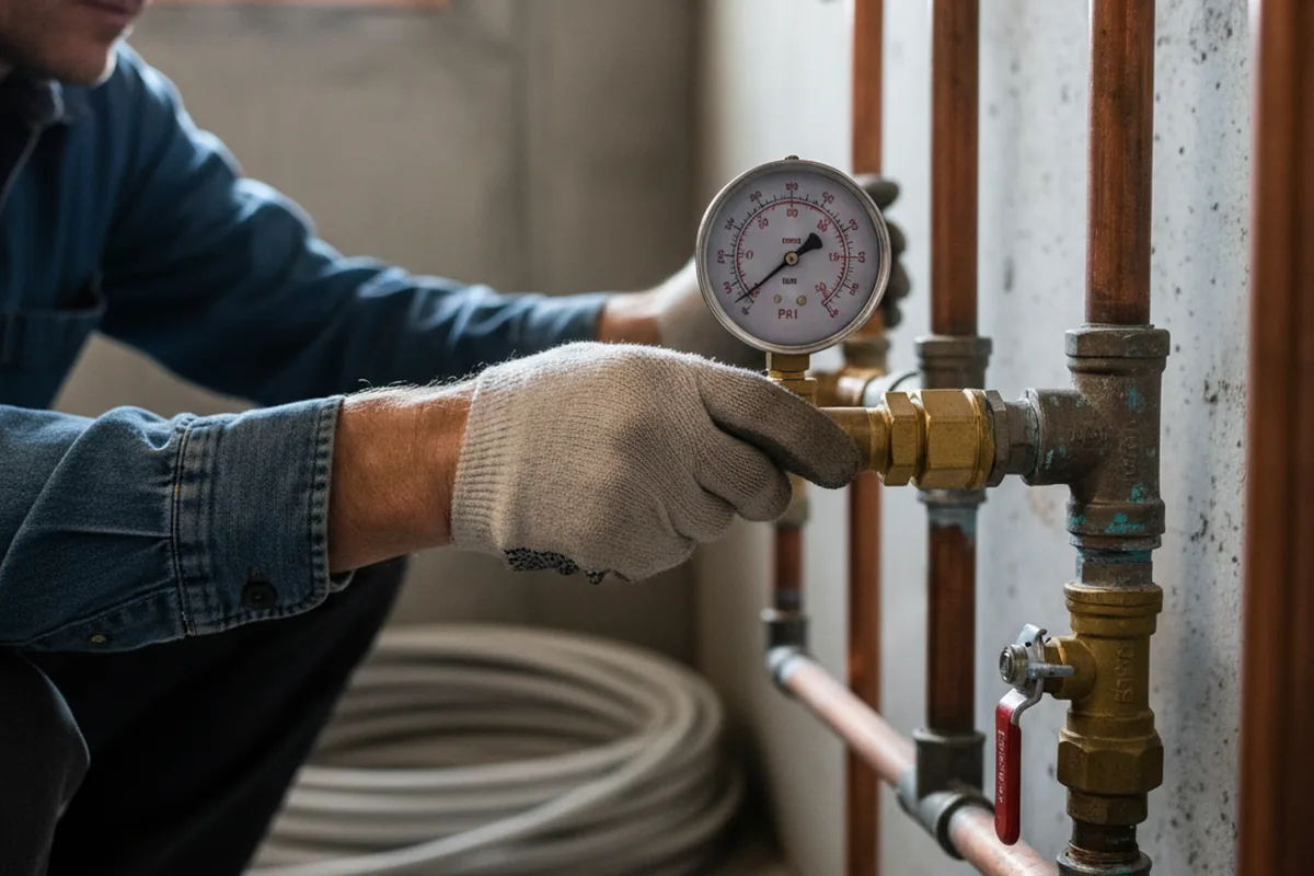 Pressure testing a repaired line during Water Line Repair in Colchester